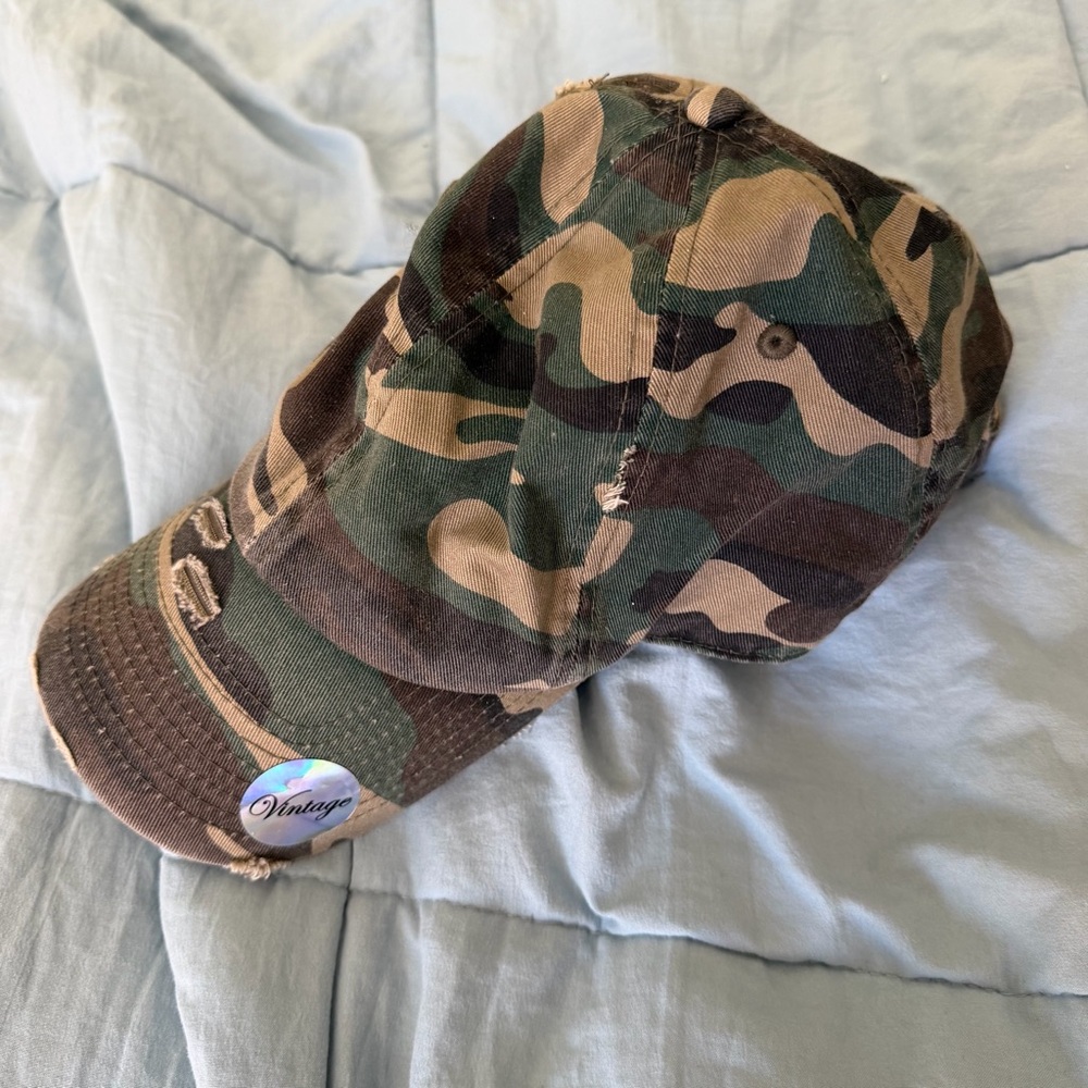 Hobby Lobby Camo Distressed Baseball Cap in Green, Brown, Black